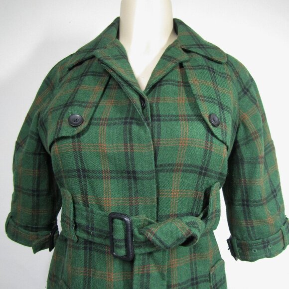BB DAKOTA Y2K Plaid S Coat Dress Grunge Academia Preppy Green Hilda Tartan - Picture 2 of 13